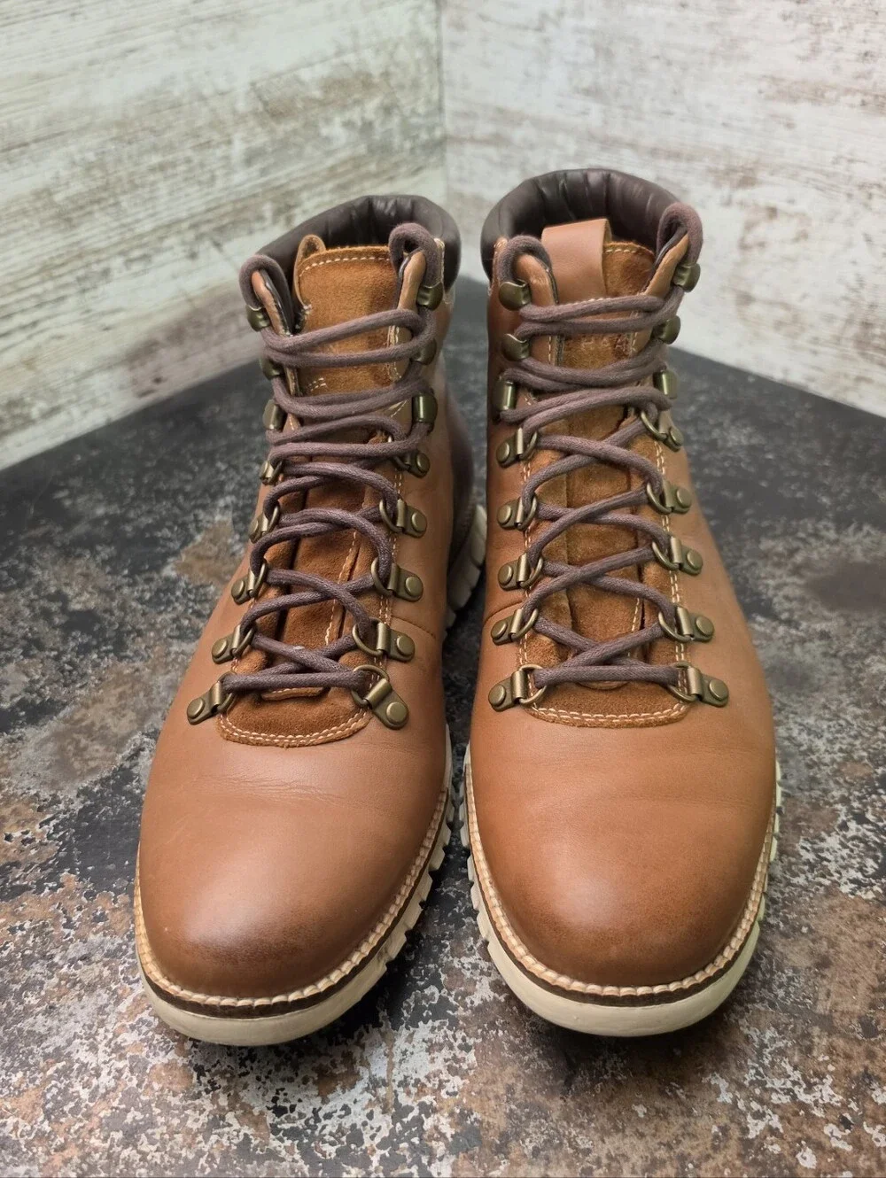 Mens Cole Haan Zerogrand Hiker Boots Sz 8.5 Used Brown Leather